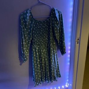 Green Dress with White Flowers